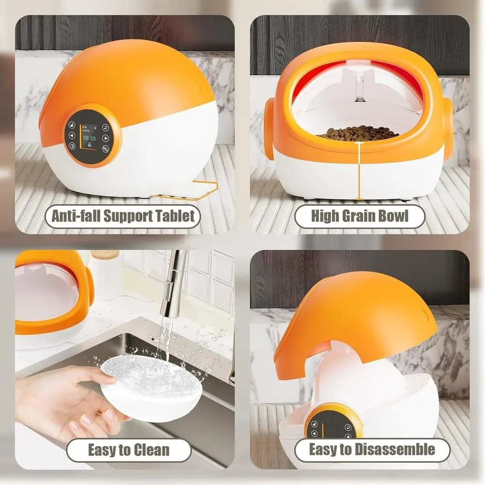 Automatic RFID Cat Feeder with Collar Sensor, Timed Auto Pet Feeder Wet & Dry Fd